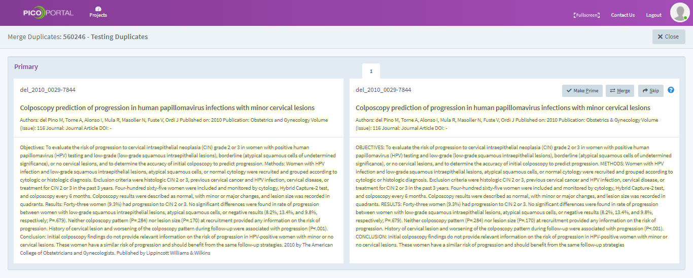 Compare and Merge Duplicates